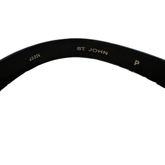 NWT St. John by Marie Gray Black Leather Waist Belt | Size Petite | QuietLuxury - Picture 4 of 6